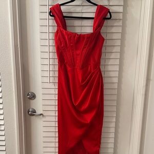 House of CB sz L Elegant Red Sleeveless Dress